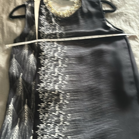 3.1 PHILLIP LIM 100% SILK ELEGANT BLACK GREY CREAM DRESS WITH NECKLINE DETAIL - Picture 13 of 15